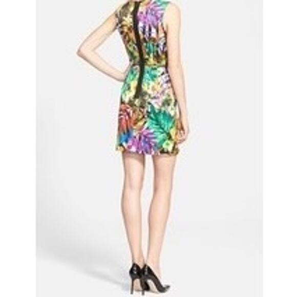 MILLY Tropical Print Sheath Dress Multi colored Floral Bodycon Dress Sz 4 - Picture 4 of 12